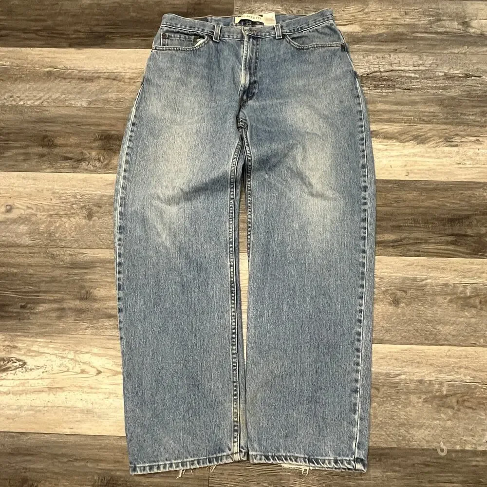 Vintage Y2K 2000s Levis 550 Faded Blue Men 36x30 Relaxed Fit Denim Jeans Red Tab